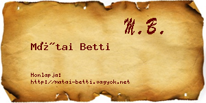 Mátai Betti névjegykártya